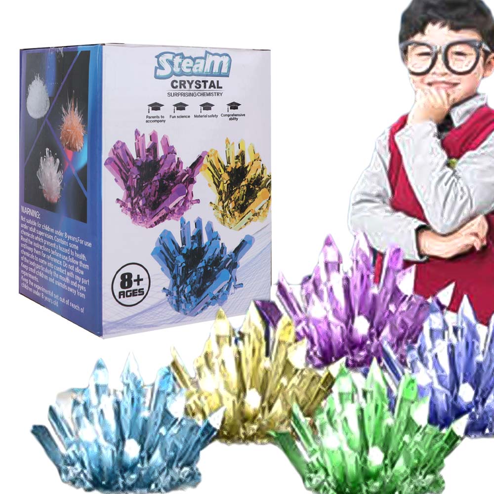 Science Project Diy - ชุดปลูกคริสตัล ชุดทดลองวิทยาศาสตร์ปลูกคริสตัล คริสตัลหลากสี ปลูกง่าย ของเล่นทดลองวิทยาศาสตร์ ไม้คนผสม