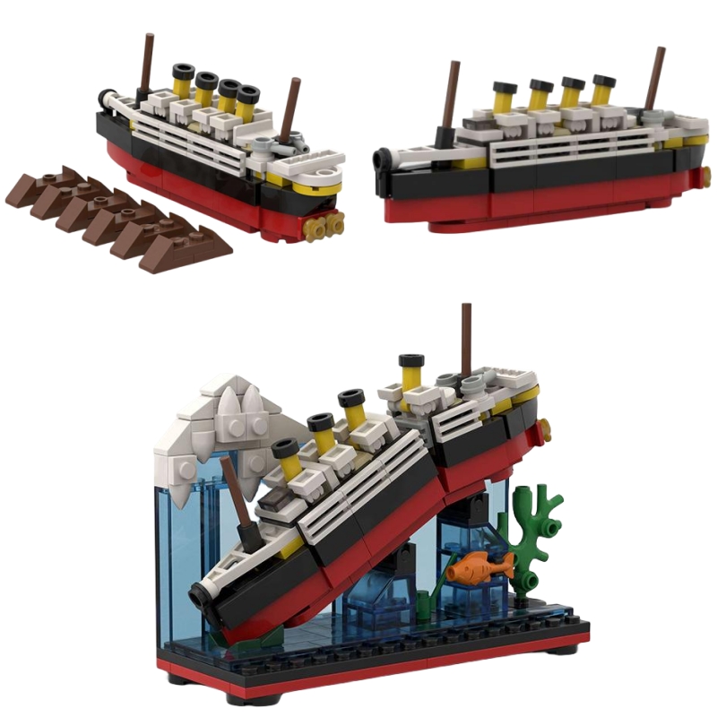 Science Olympiad - Titanic Break ครึ่งพร้อมบล็อกอาคารกรณีเรือเรือ Cruise Shipwreck ชุดคลาสสิกมินิอิฐสําหรับวันเกิดเด็ก