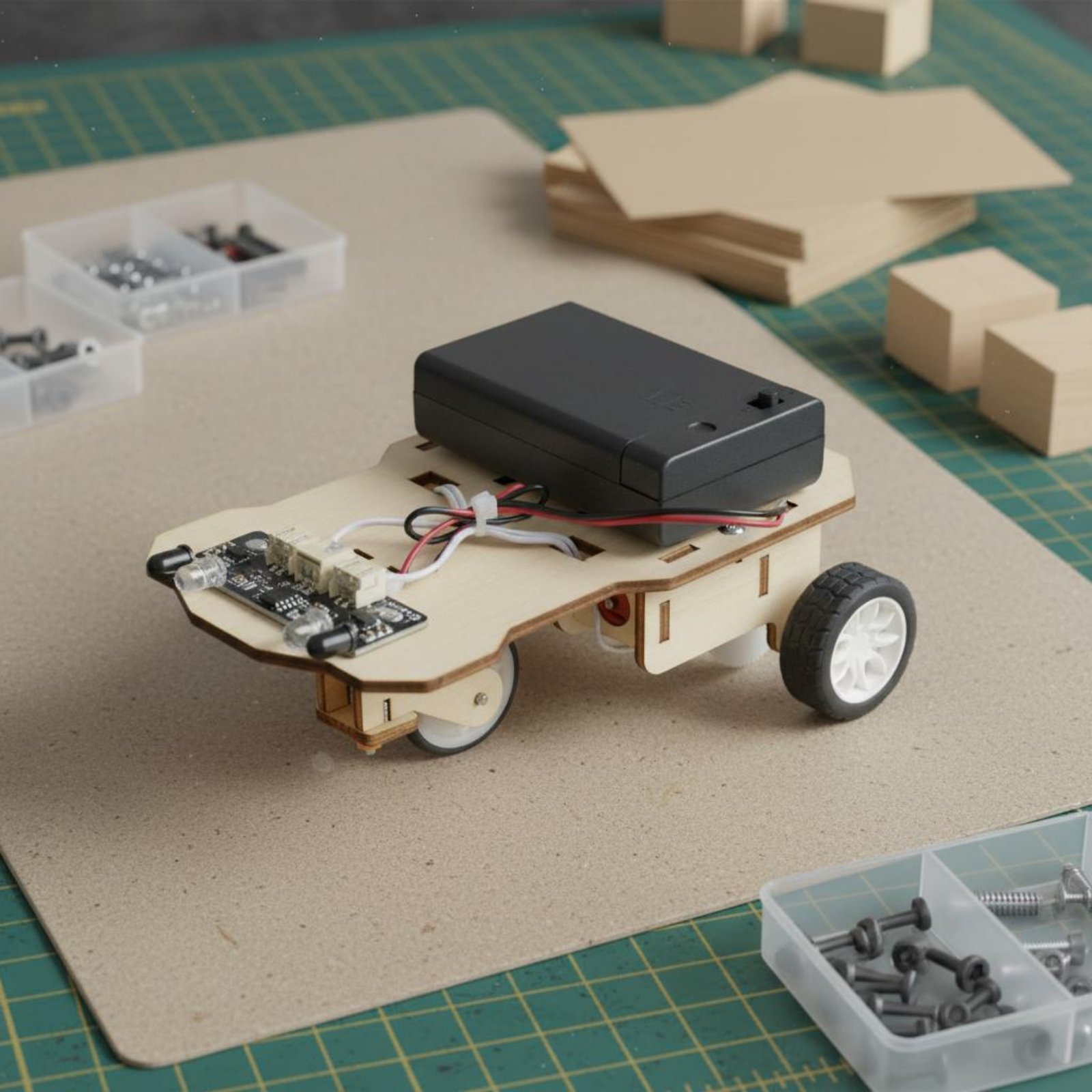 Science Robotics - ชุดอุปกรณ์ยานยนต์อัจฉริยะไม้ ชุดการศึกษาวิทยาศาสตร์และเทคโนโลยี DIY ชุดอุปกรณ์ยานยนต์ติดตามอัตโนมัติ หุ่นยนต์เสริมสร้างความคิดสร้างสรรค์