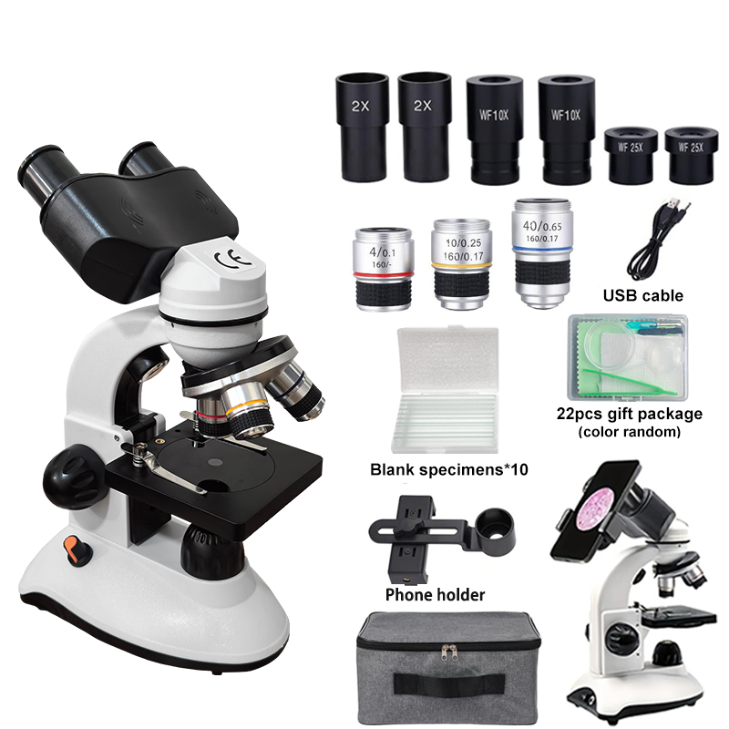 กล้องจุลทรรศน์แบบสองตาสำหรับนั - Microscope Compound 40X บทวิจารณ์และราคา